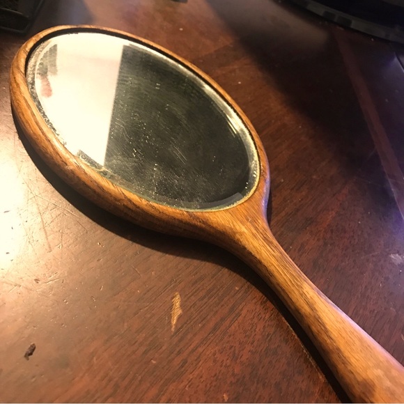 unb Other Vintage Wood Hand Held Mirror Poshmark